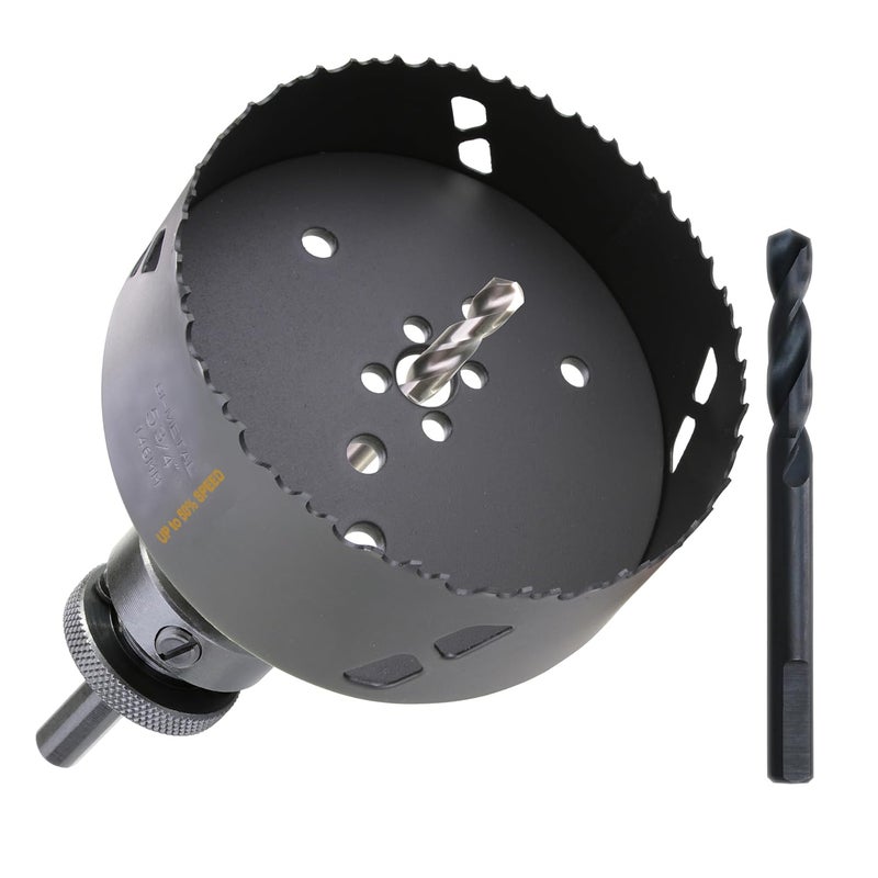 wowsupm 5-3/4 Inch Deep HSS Bi Metal Hole Saw with Arbor Depth 2.1” for Metal Thick Wood PVC Drywall Aluminum Big Slot New Sharp Teeth Heavy Duty Hole Saw Bit - Image 1